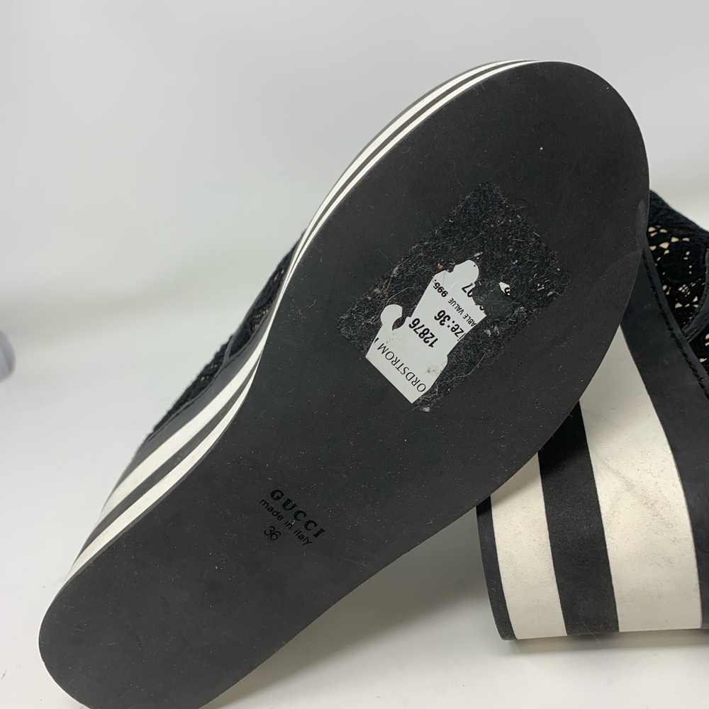 Gucci Black Sylvie Peggy Platform  Sneakers Size 36 - Picture 9 of 13